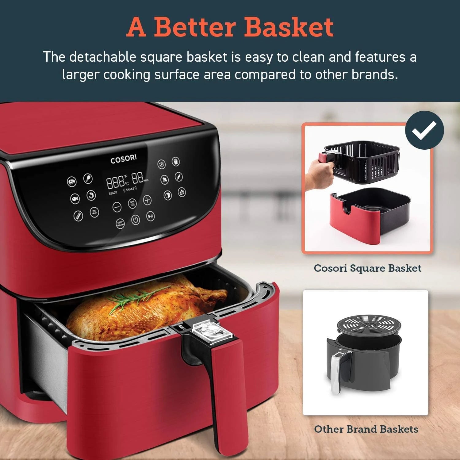5.8QT Electric Air Fryer Oven with Rack and 5 Skewers T294377