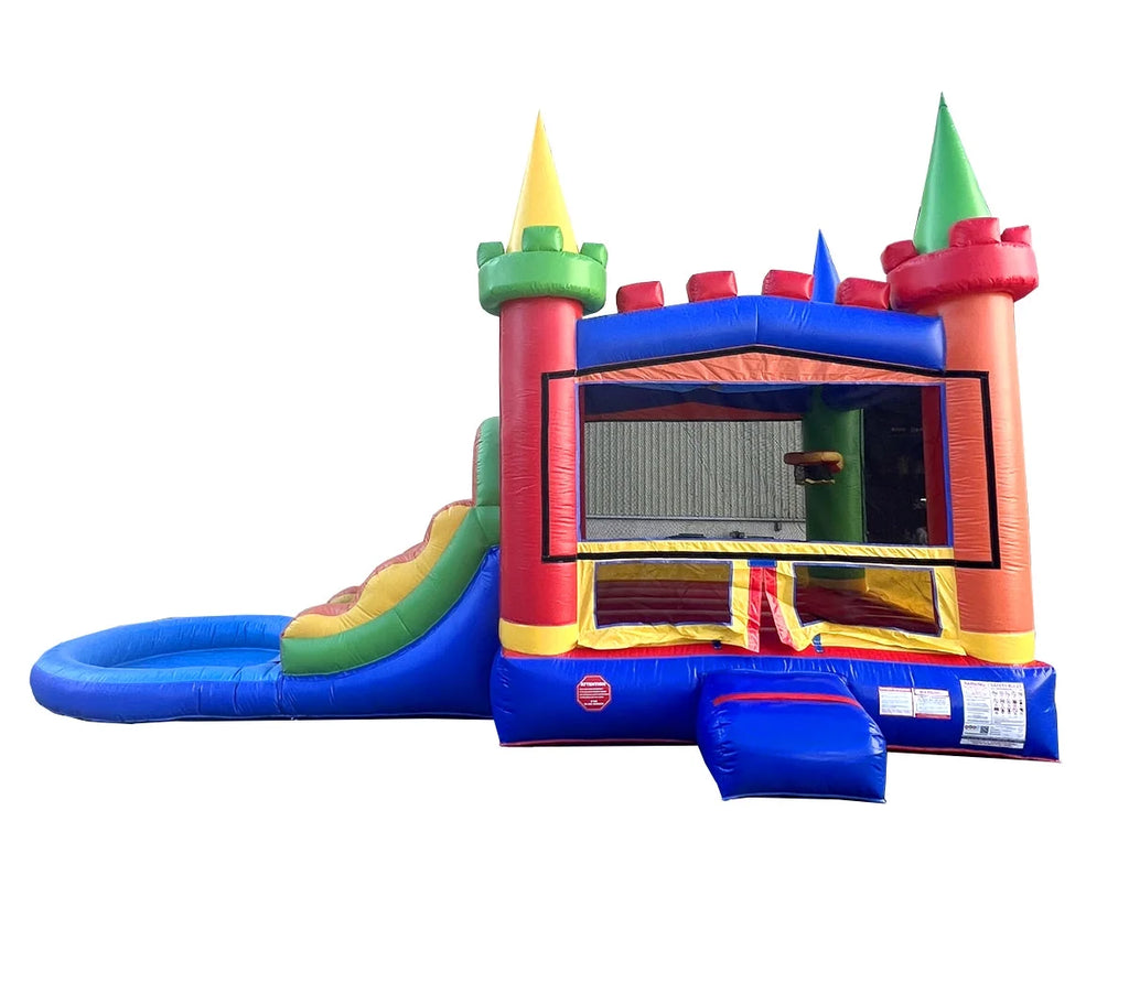 Modular Rainbow Dual Slide Bounce House with Splash Pool V996