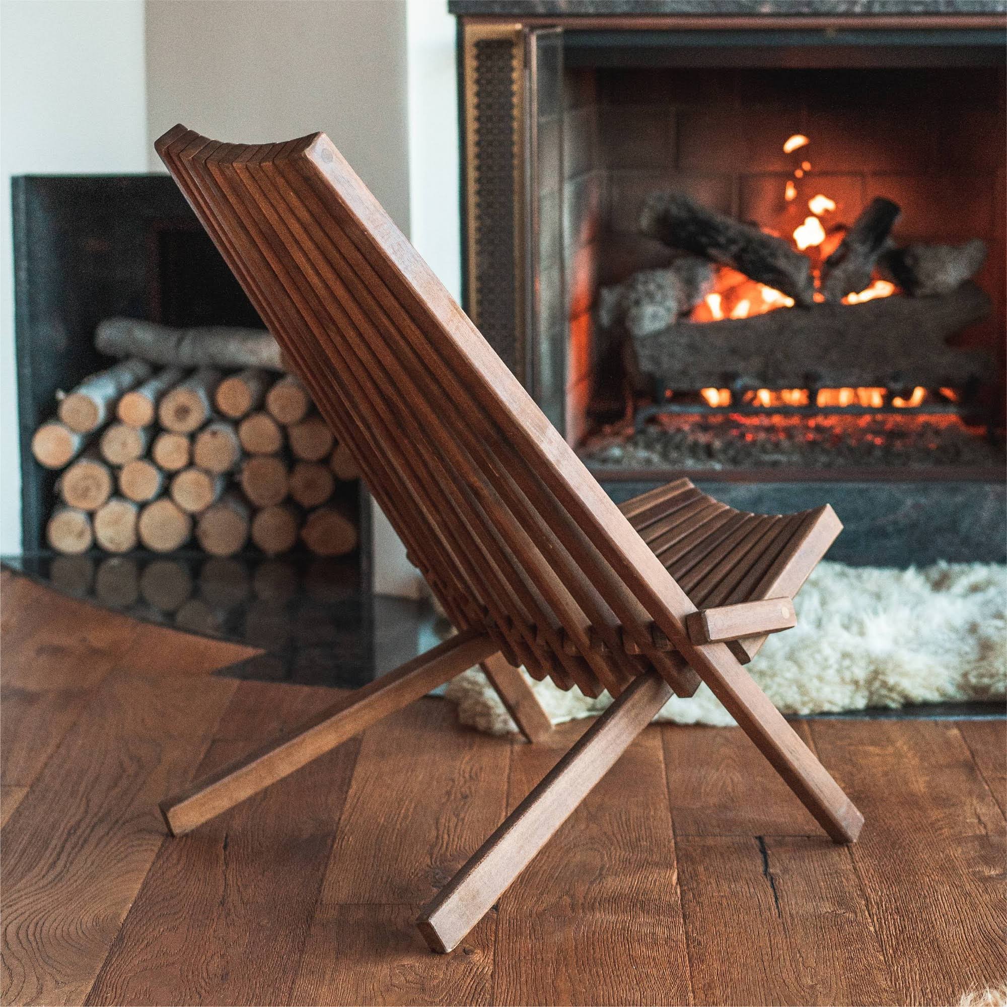 Folding Acacia Wood Outdoor Lounge Chair Y9346