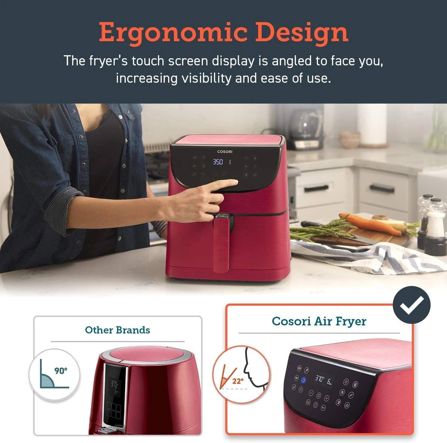 5.8QT Electric Air Fryer Oven with Rack and 5 Skewers T294377