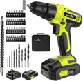 Cordless Drill Set with Battery and Charger, 2 Variable Speed, 21+1 Torque Setting, LED, 43pcs Drill Bits I6874
