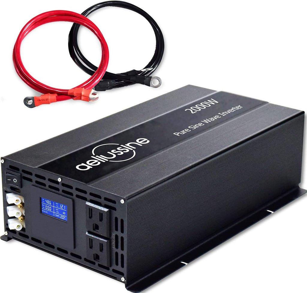 2000 Watt Pure Sine Wave Power Inverter 12V to 110V 120V DC to AC 4000W Surge Hardwire Terminal 2 US Outlet P632