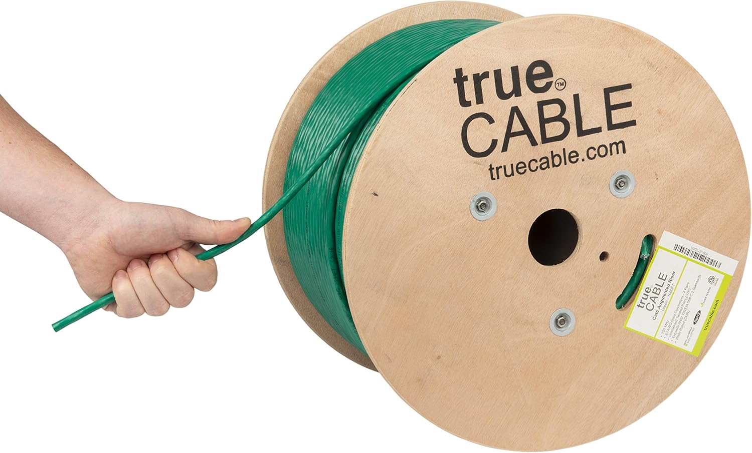Cat6A Riser Bulk Ethernet Cable, 1000ft, Green, 23AWG 4 Pair Solid Bare Copper, UTP G7157