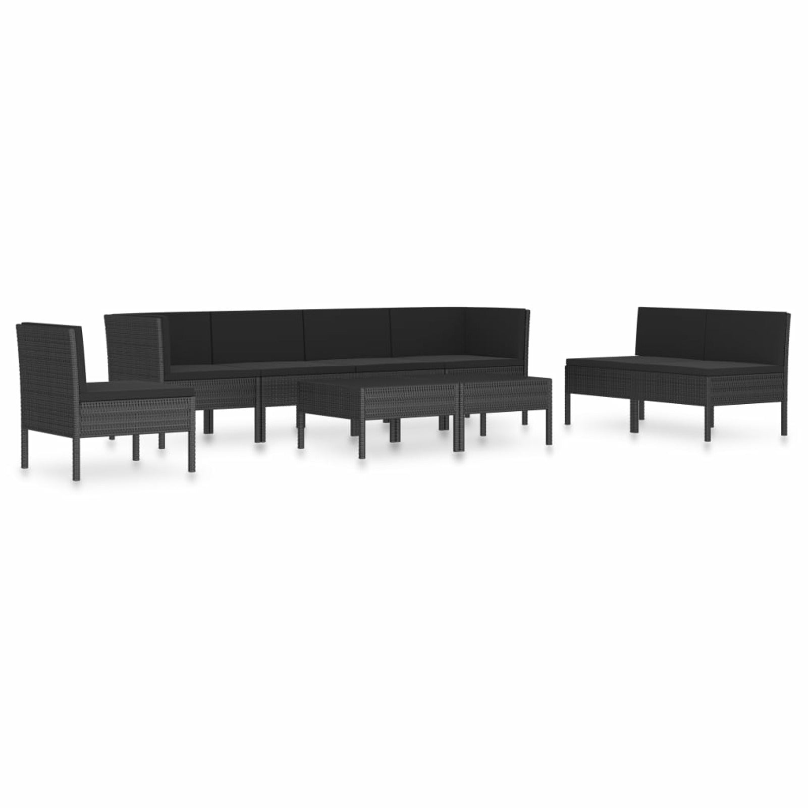 9 Piece Poly Rattan Outdoor Sectional Sofa Set with Cushions Q745