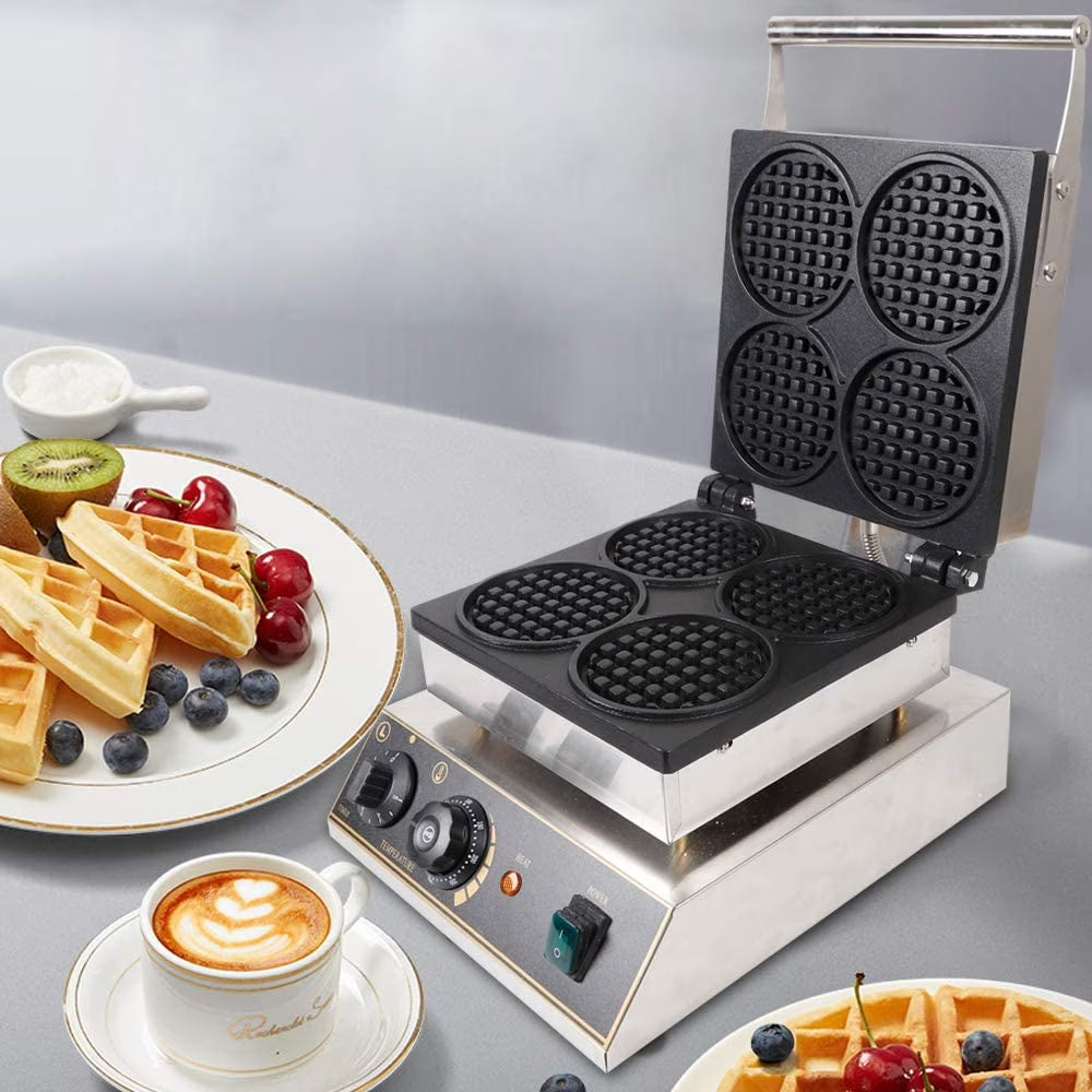 4pcs Round Belgian Waffle Maker Non Stick 110V 1750W Y33904