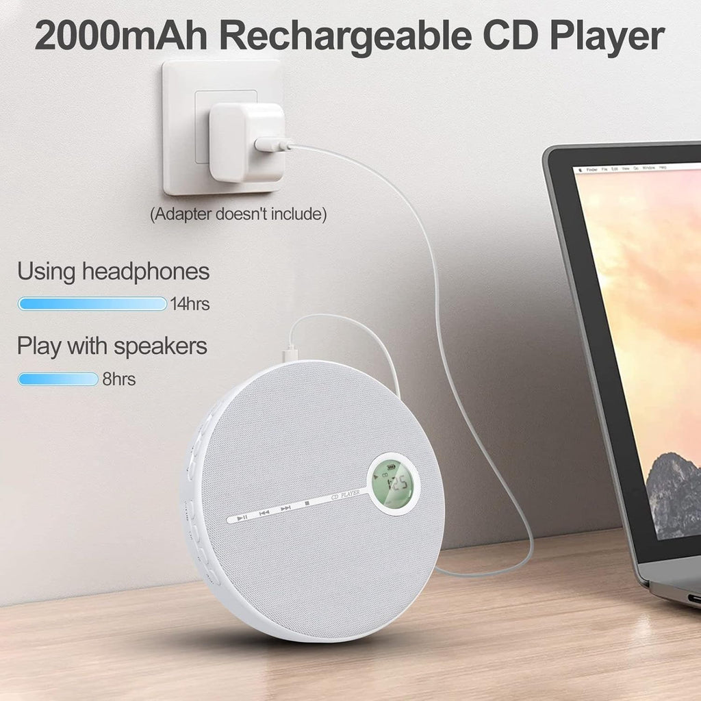 Rechargeable CD Player with Bluetooth, Gray, Pack of 2 K89351