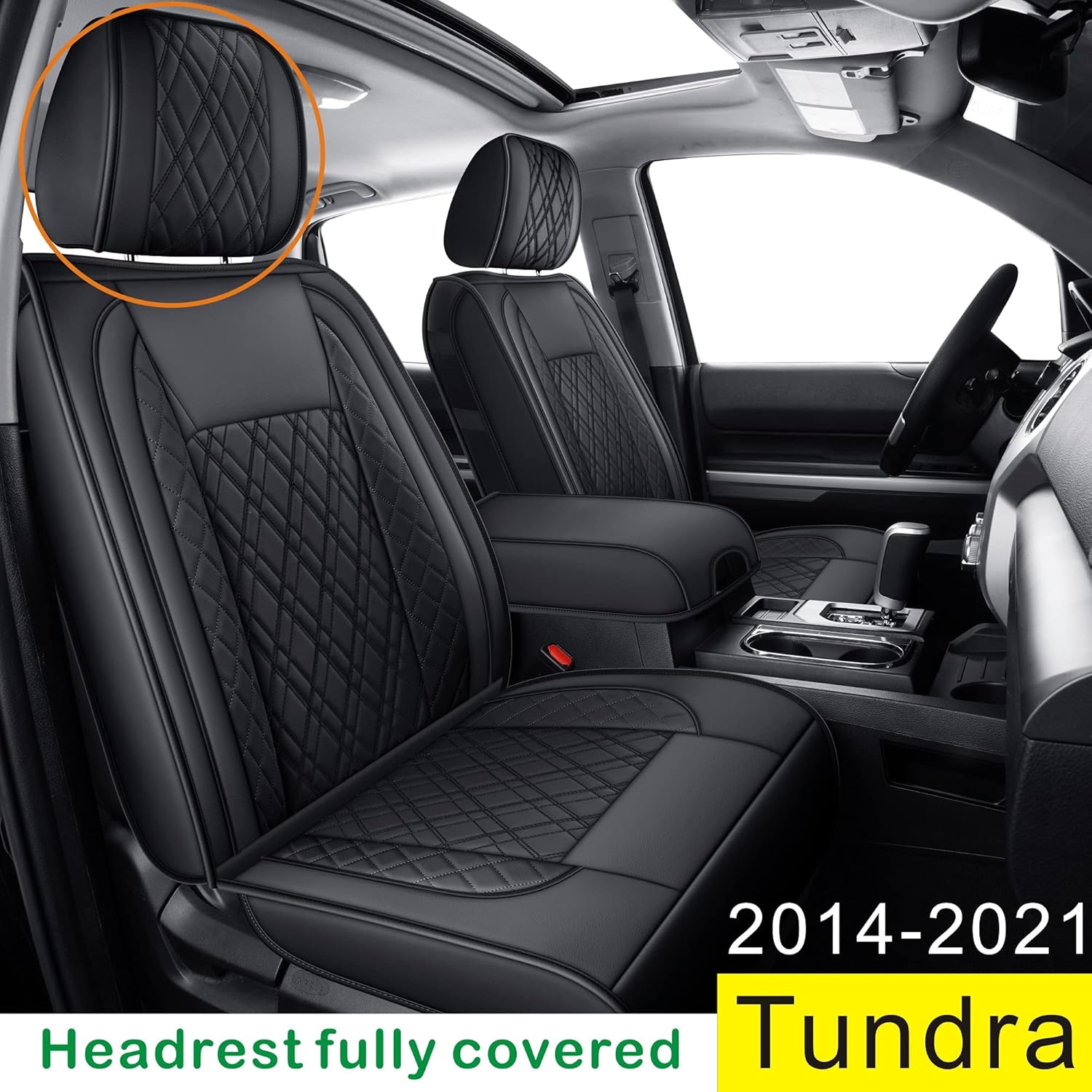 Black Faux Leather Seat Covers Full Set U391