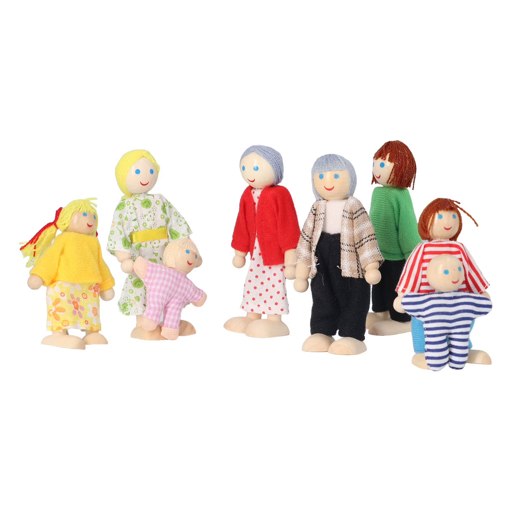 8pcs Wooden Dollhouse People Figures J698