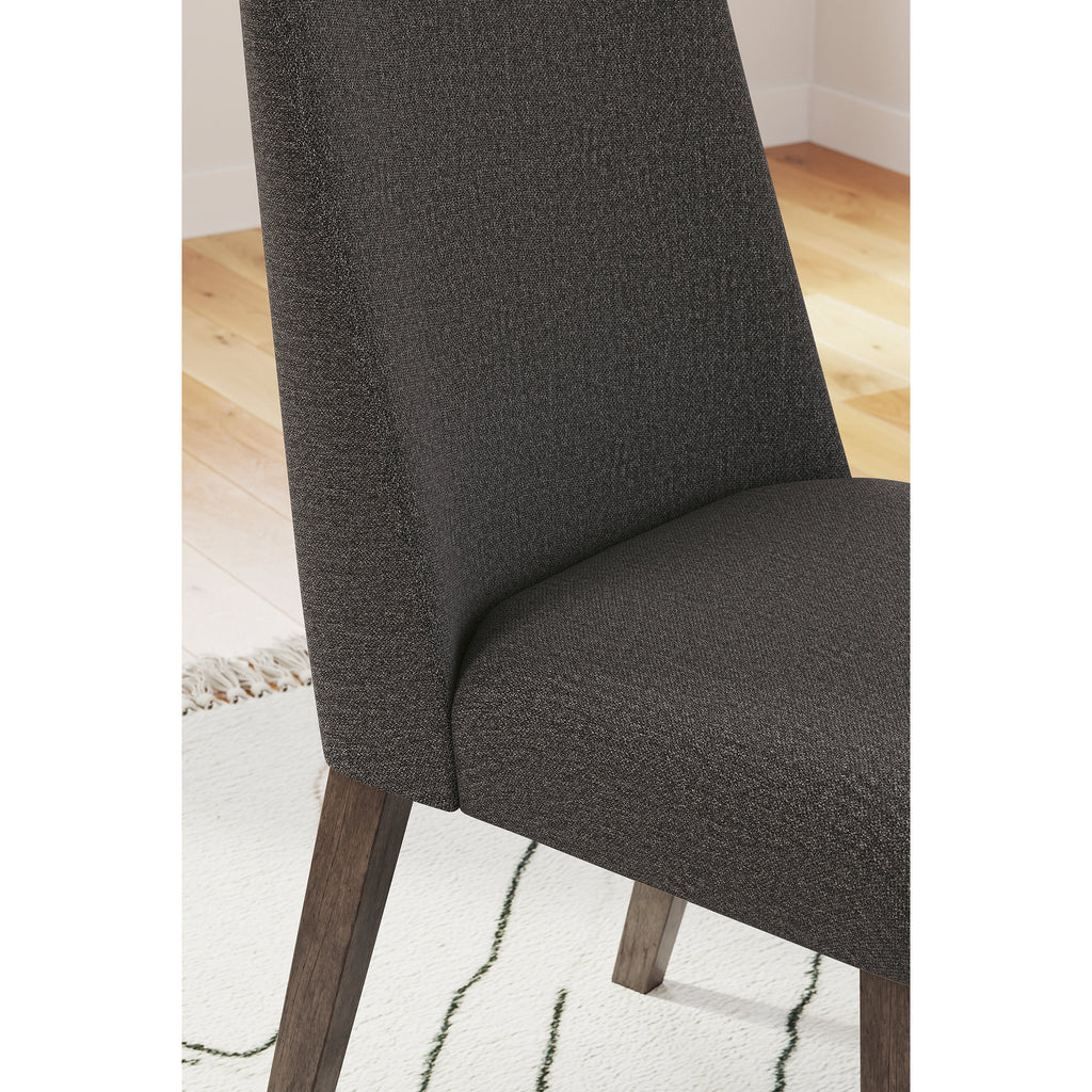 Upholstered Side Chair with Foam Cushion, Set of 2, Dark Gray & Brown P27181