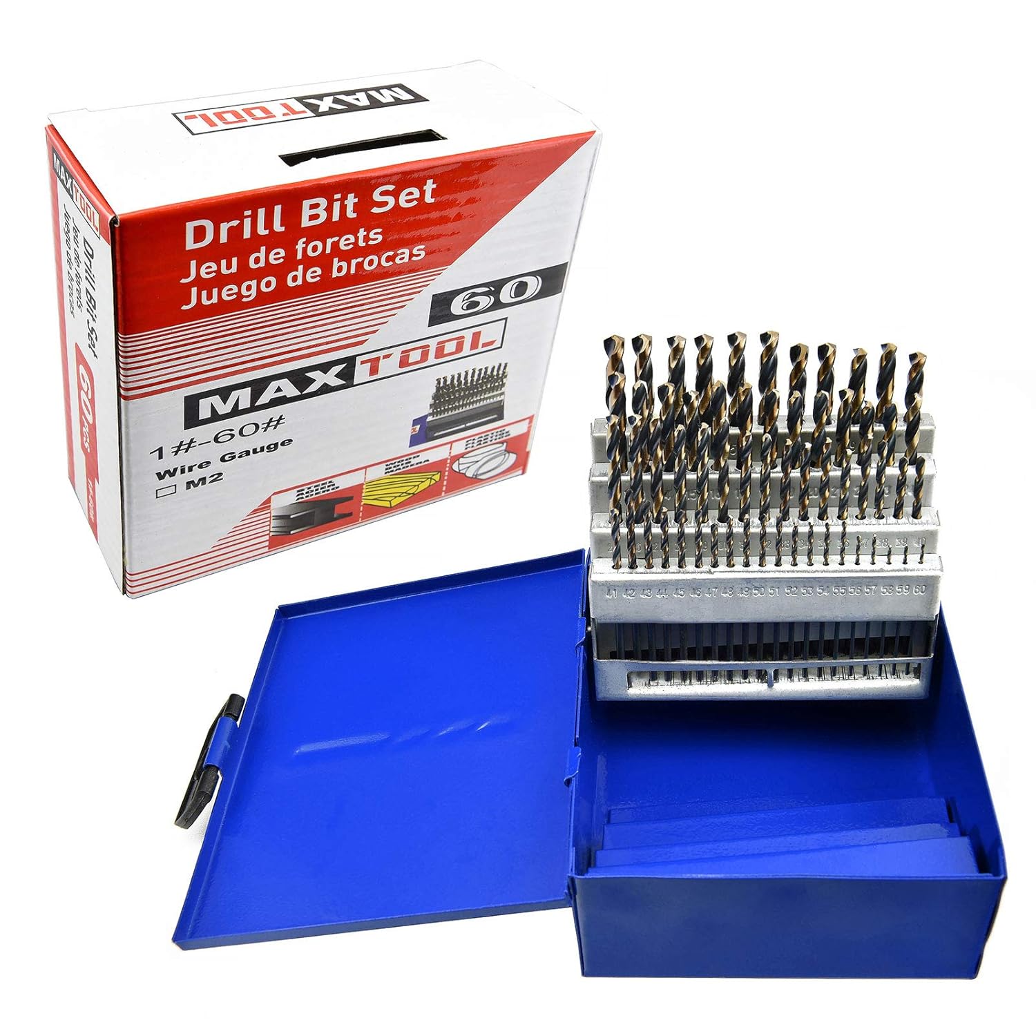 60 Piece High Speed Steel M2 Twist Drill Bit Set Y571