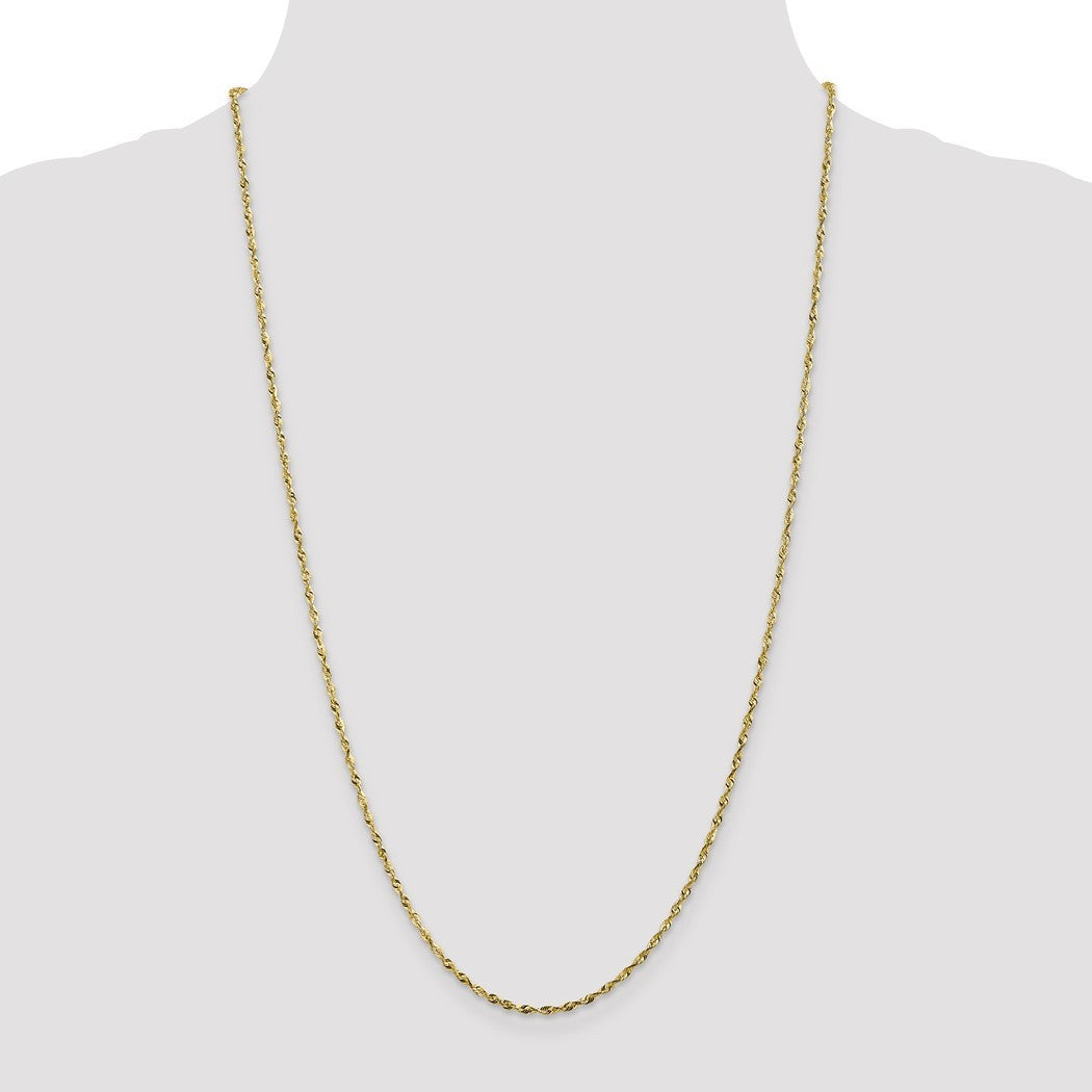 10k Gold 1.8mm Rope Chain Necklace 22 Inch C6155
