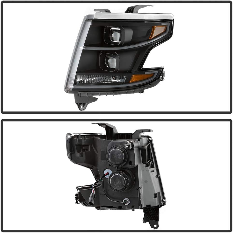 Black Housing Smoked Lens LED Tube Dual Projector Headlights D24483