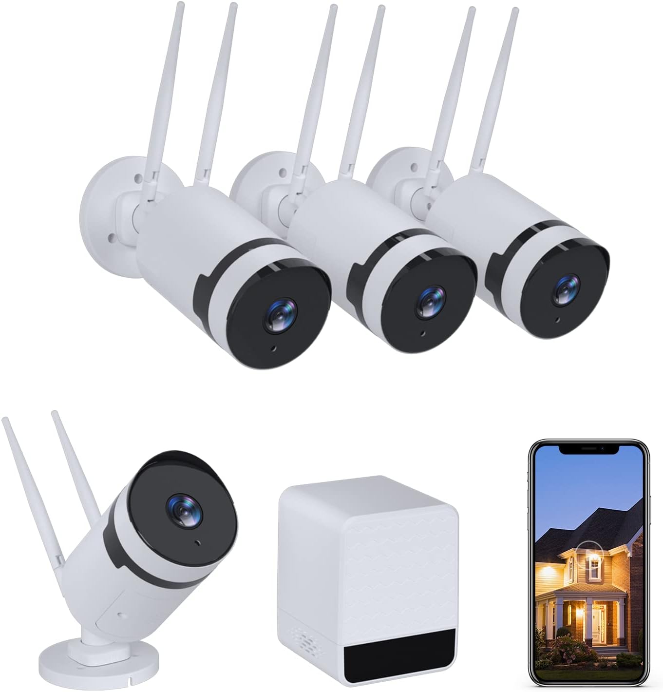 Outdoor Security Camera System with Two Cameras and Base Station A1698