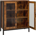 Rustic Brown 3-Tier Storage Cabinet with 2 Mesh Doors K60500