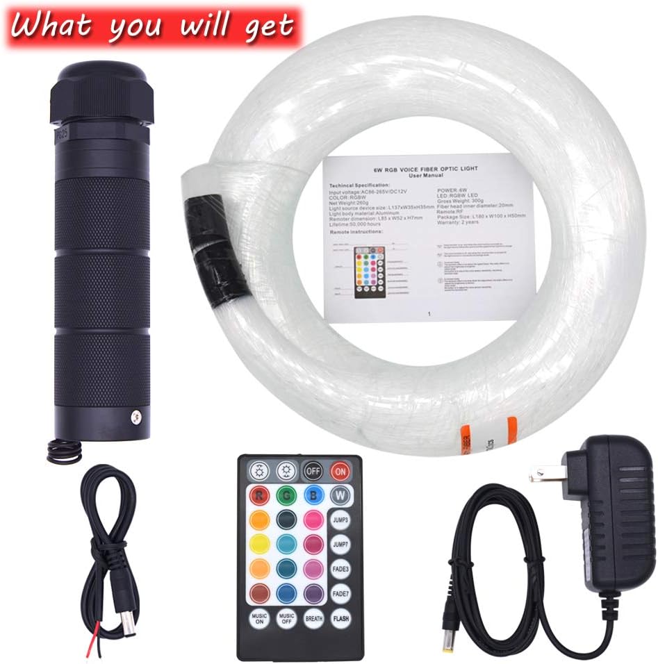 LED Fiber Optic Star Ceiling Light Kit 6W RGB 300 Strands 0.75mm 2m Star Headliner Kits R244
