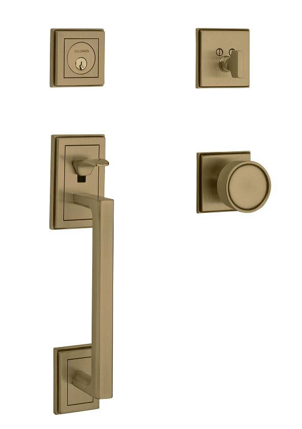 Satin Brass/Black Sectional Handleset with Knob M92918