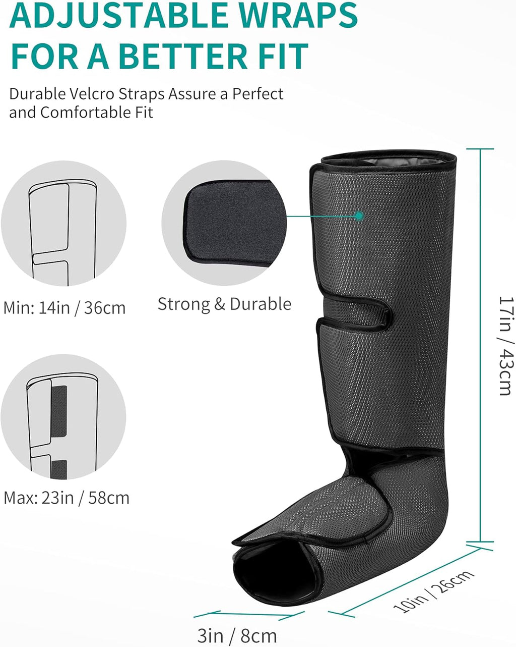 Leg Massager with Air Compression, Foot and Calf Massage Machine with Hand-held Controller 2 Modes 3 Intensities, Adjustable Leg Wraps N339