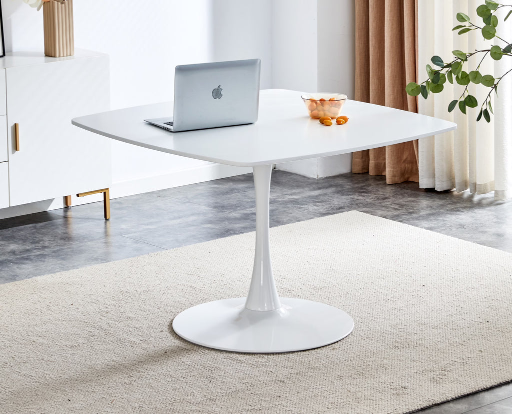 White Mid-century Round MDF Pedestal Dining Table P710268