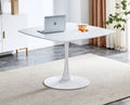 White Mid-century Round MDF Pedestal Dining Table P710268