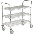 Chrome 3 Shelf Utility Cart with Polyurethane Casters F81874