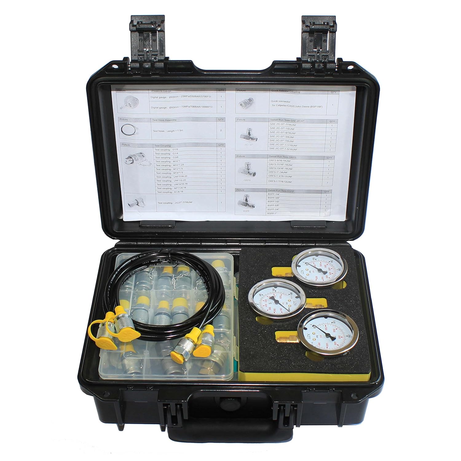 Hydraulic Pressure Test Coupling Kit with Pressure Gauges Set and Test Hose Q1880