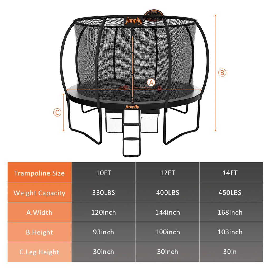 10FT Trampoline with Basketball Hoop and Enclosure V32959