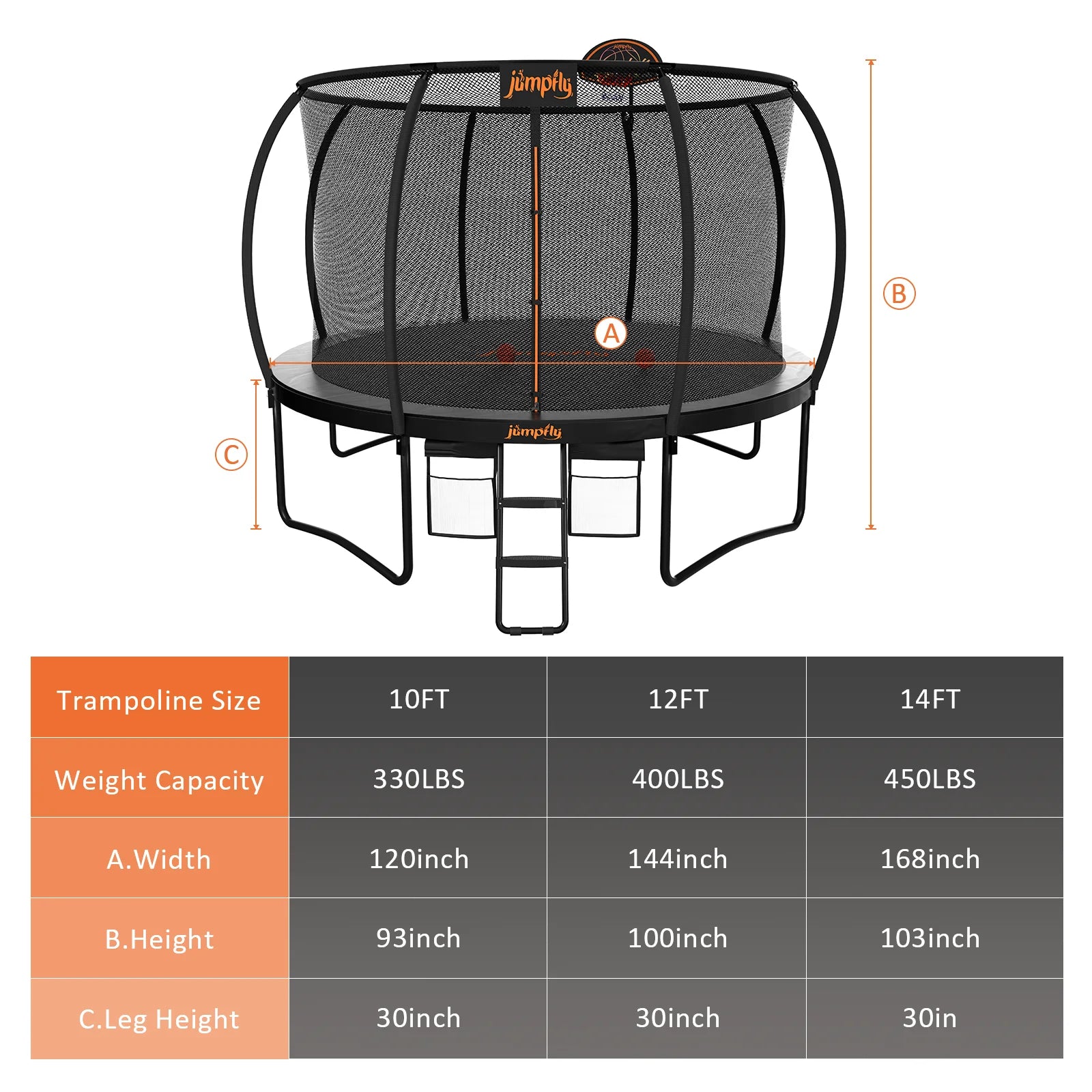 10FT Trampoline with Basketball Hoop and Enclosure V32959