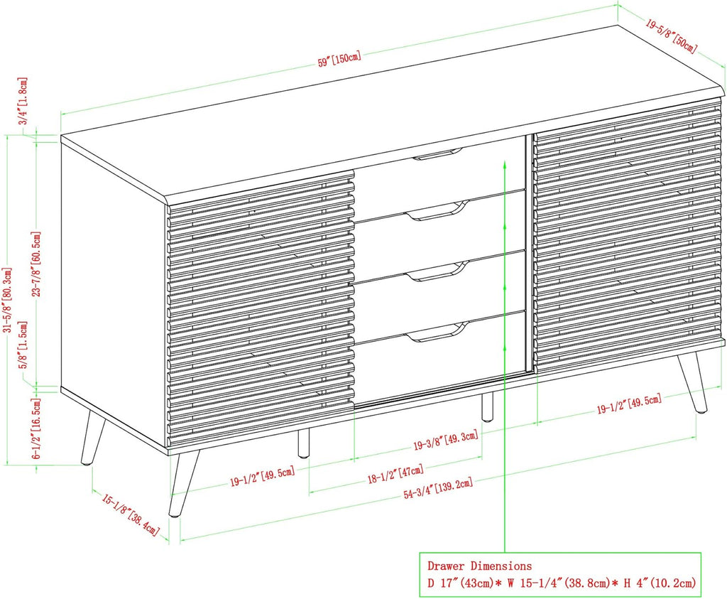 Black and Dark Walnut 4 Drawer Wood Cabinet M8445