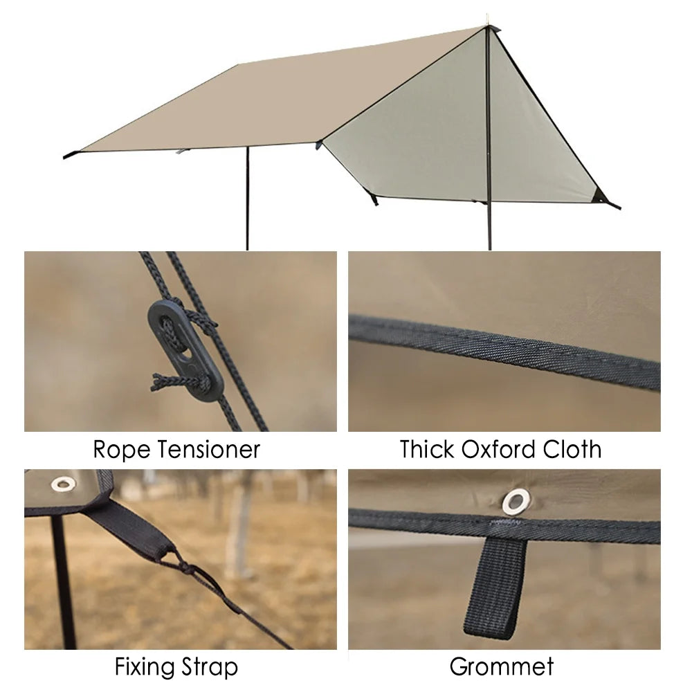 Waterproof Camping Tarp with Poles N7649