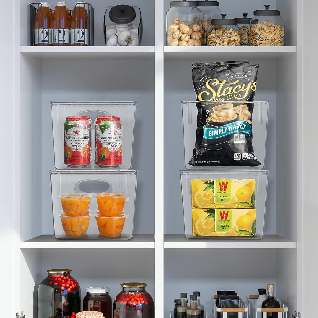 Clear Stackable Plastic Storage Bins with Lid, 4 Pack of 2 H875