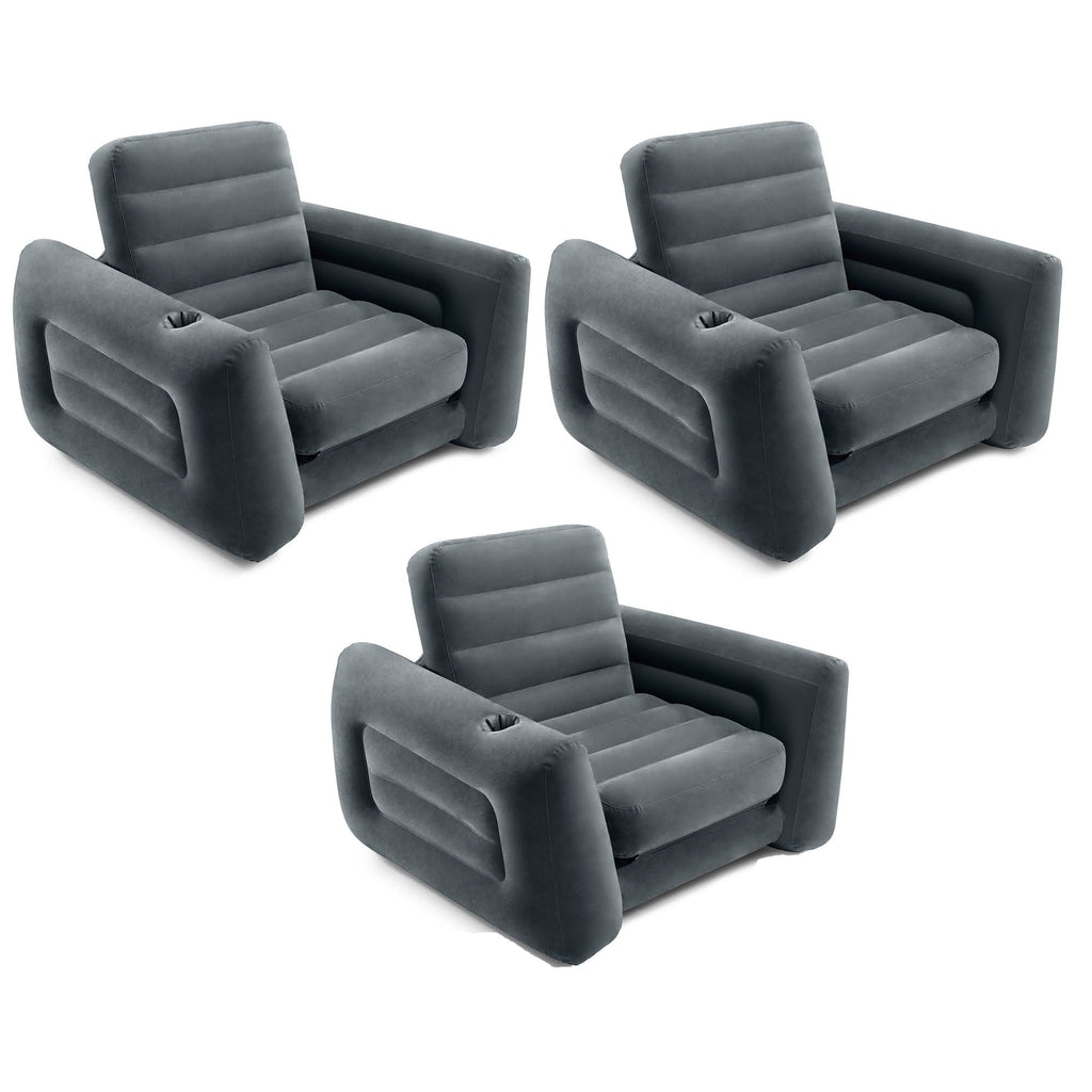 Inflatable Pull Out Sofa Chair Sleeper with Twin Sized Air Mattress B8891