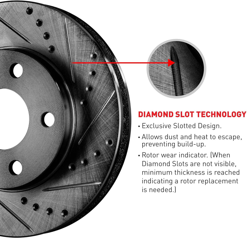 Black Drilled and Slotted Brake Rotors T60575