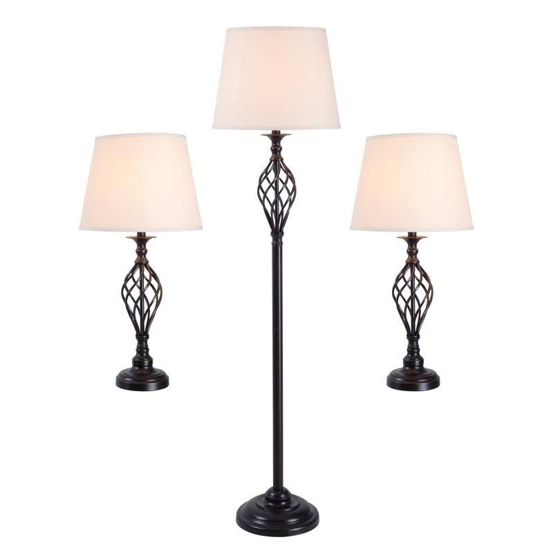 Rubbed Bronze Twist Base Lamps (Set of 3) P663