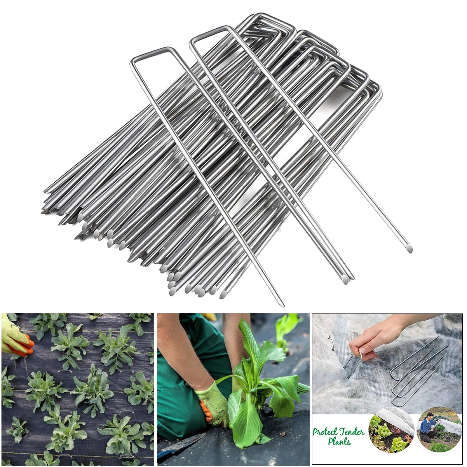 50 Packs Galvanised Ground Pegs for Artificial Grass F13271