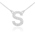 14K White Gold Diamond Initial Necklace 20" G314