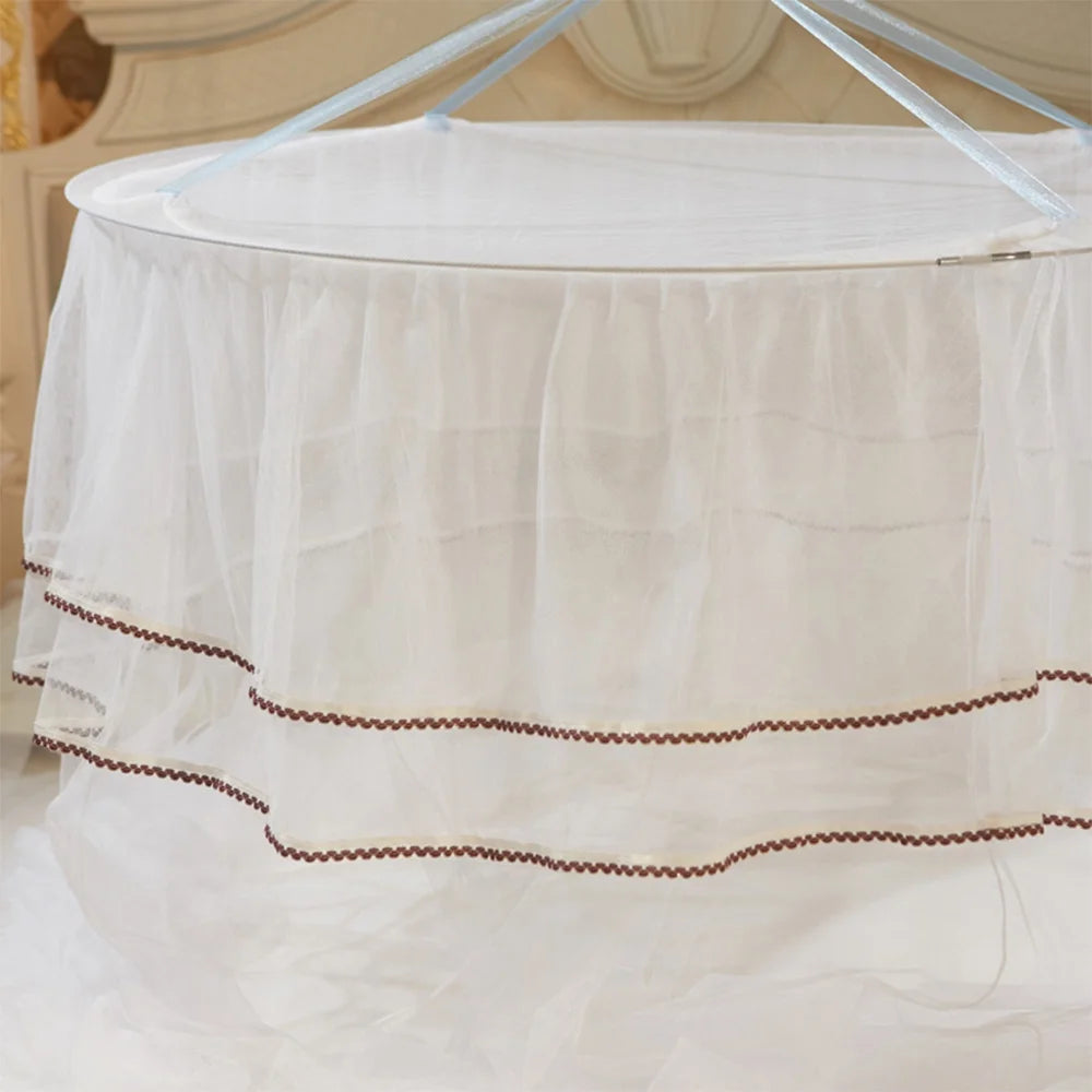 White Dome Bed Canopy Fine Mesh Net Lace Curtain X8087