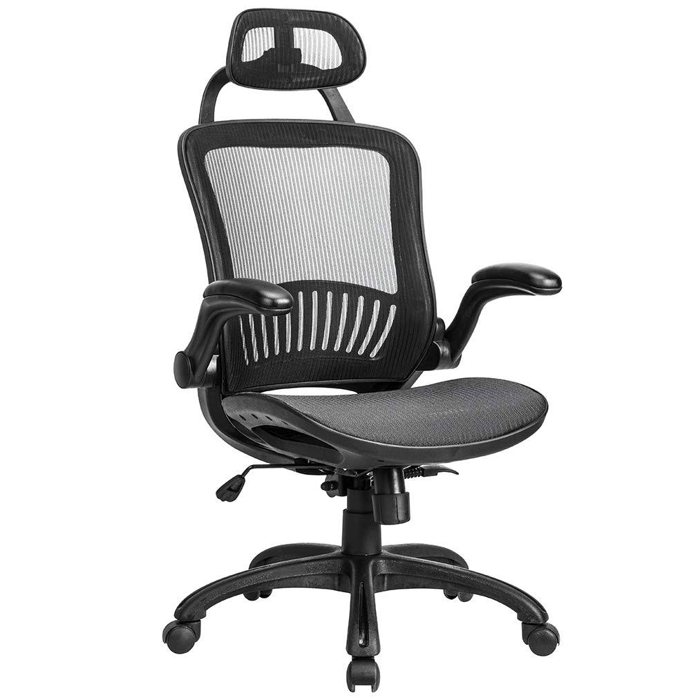 Mesh Executive Chair High Back with Adjustable Headrest and Padded Flip-Up Arms B1173