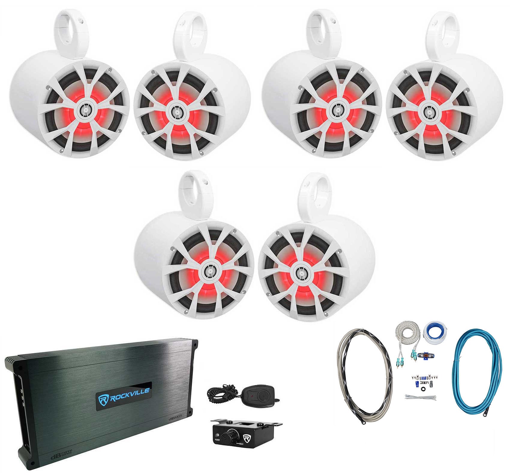 8" Marine Boat Wakeboard Tower Speakers with LED's and Amplifier J23675