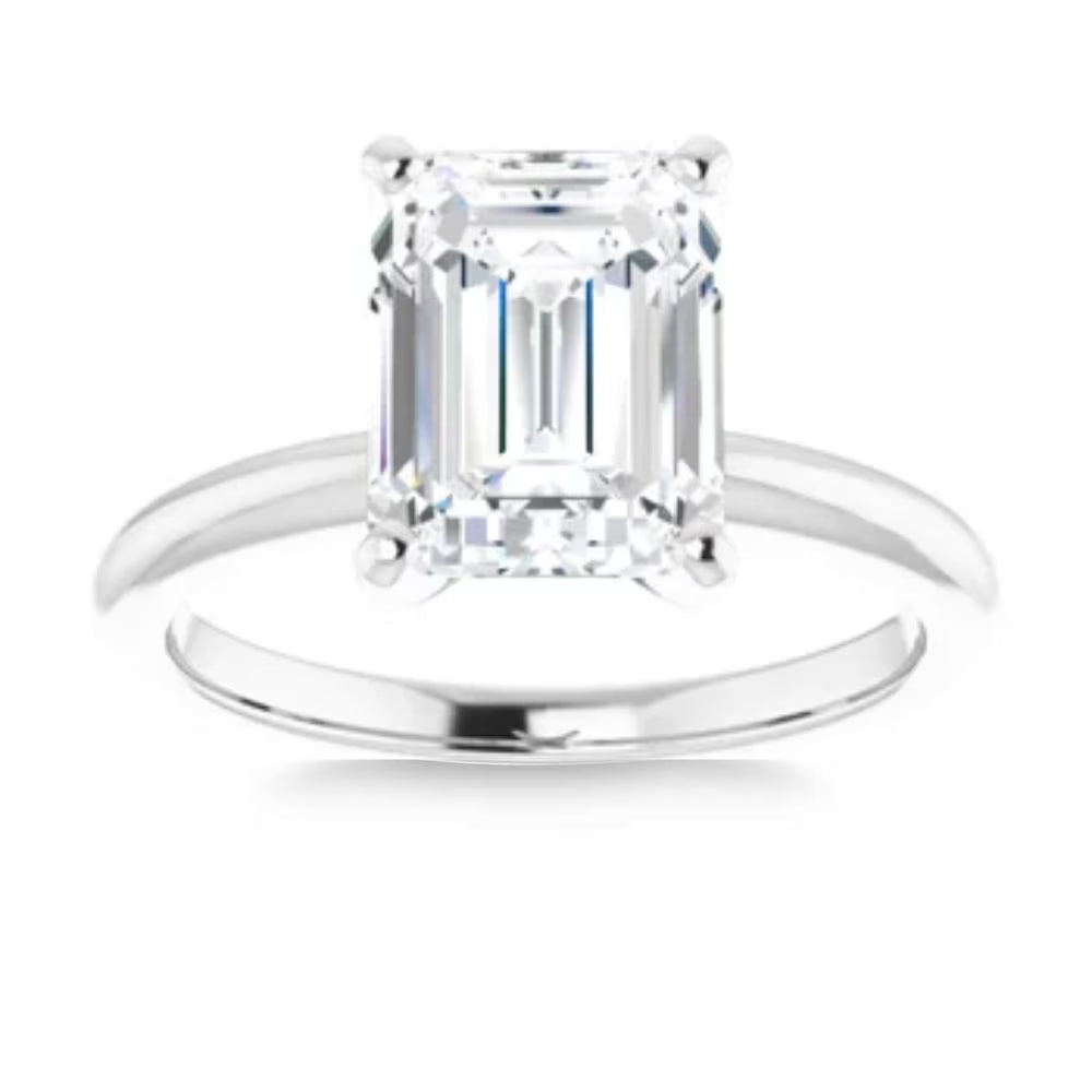 2.97Ct Platinum Lab Grown Emerald Cut Diamond Engagement Ring O900292