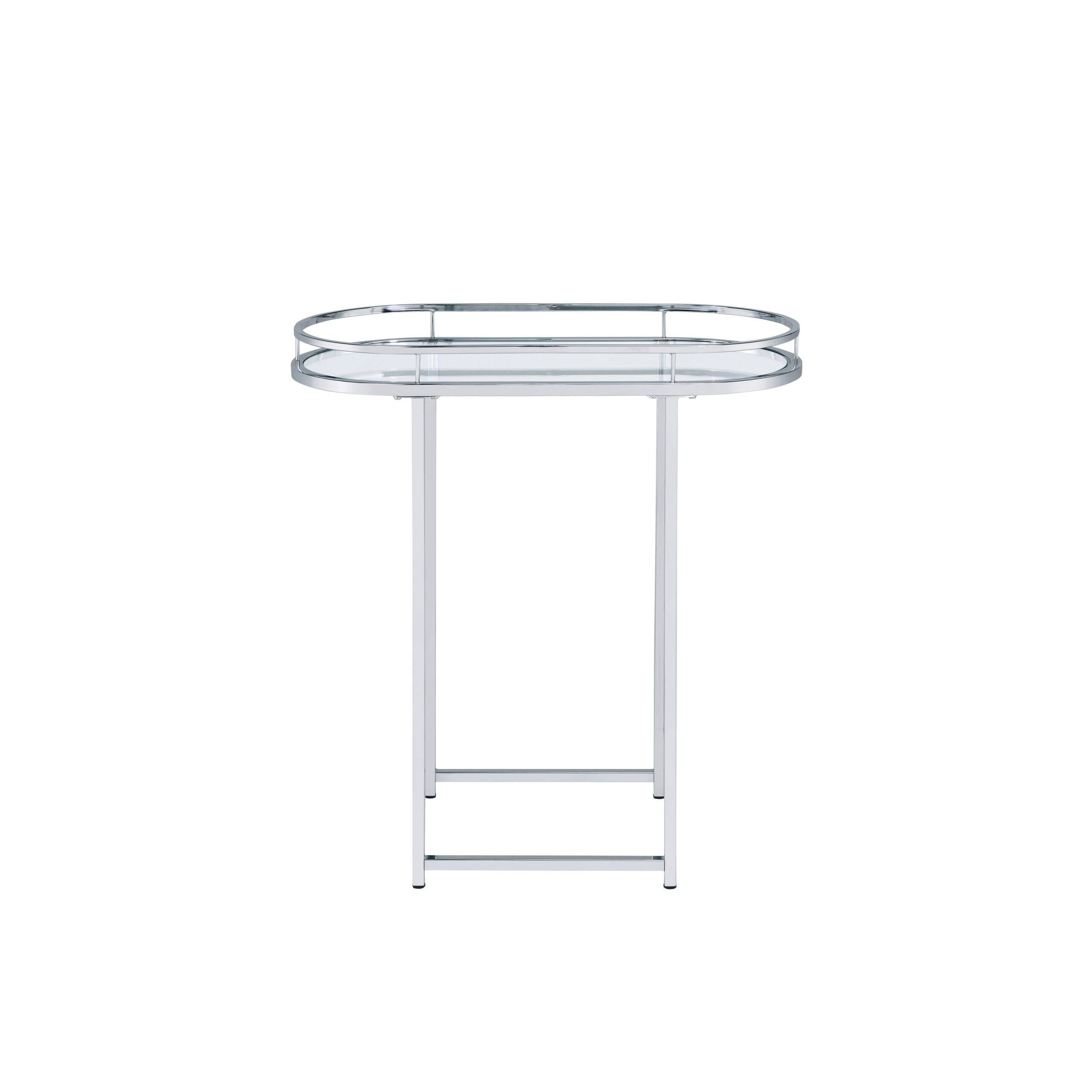 Clear Glass Serving Cart with Chrome Finish H213757