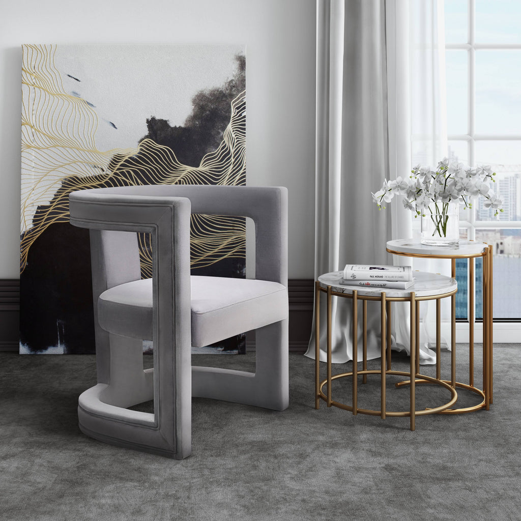 Grey Velvet Chair L8981