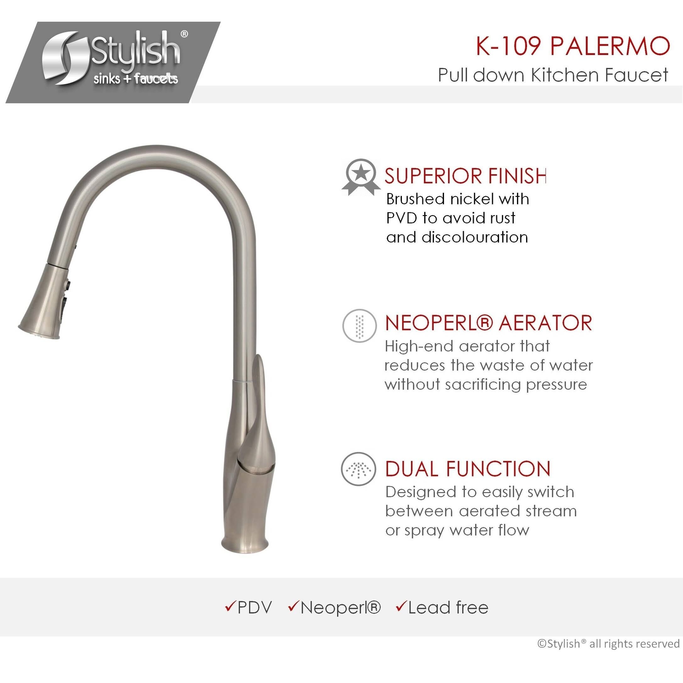 Brushed Nickel Single Handle Pull Down Kitchen Faucet N9626