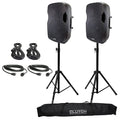 15" Powered DJ PA Speaker Pair with Cables and Stands R36208
