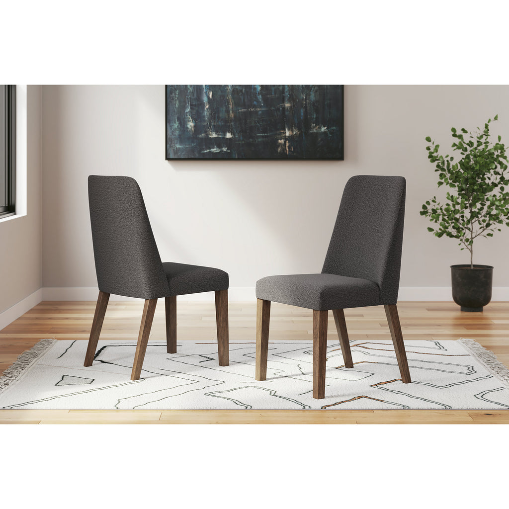 Upholstered Side Chair with Foam Cushion, Set of 2, Dark Gray & Brown P27181