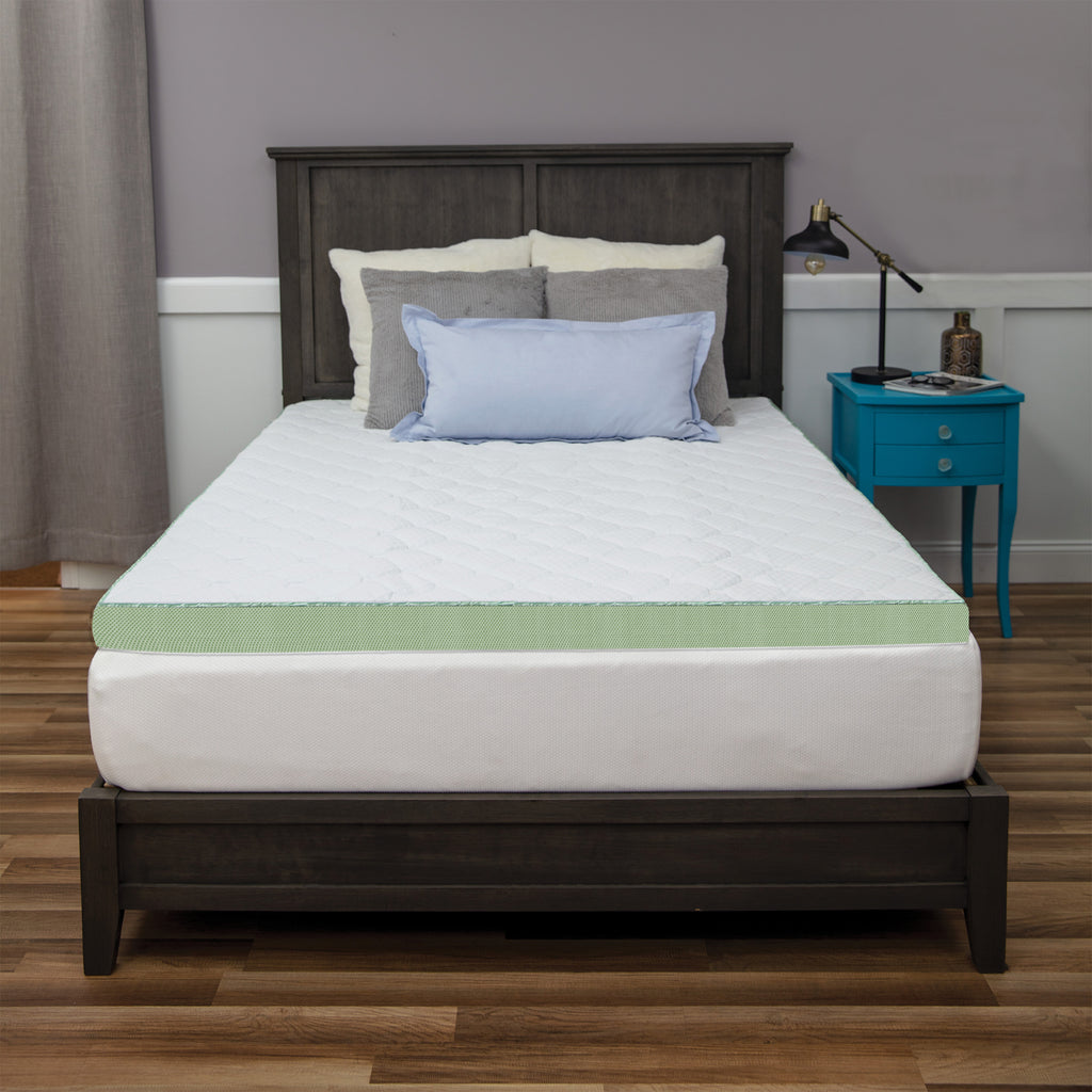 White Full Quilted Memory Foam Mattress Topper L518