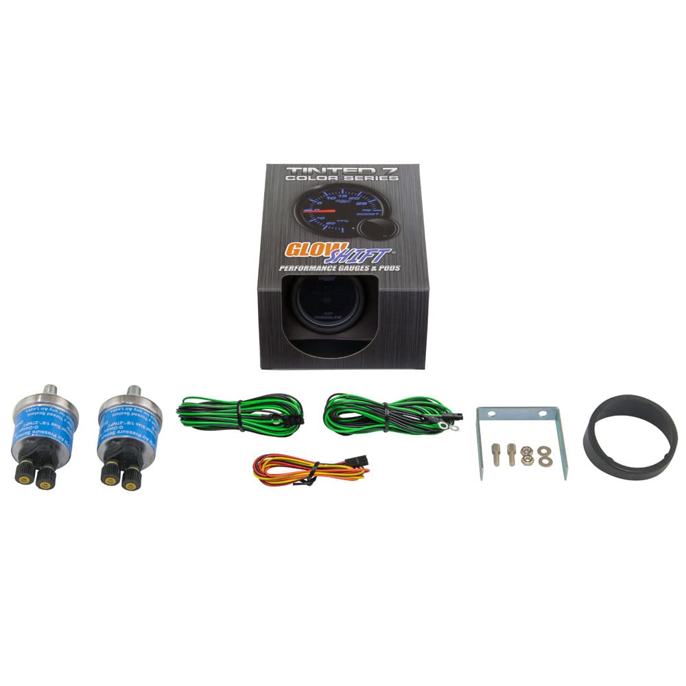 Tinted 7 Color Dual Digital 220 PSI Air Pressure Gauge Kit with 2 Electronic Sensors J576