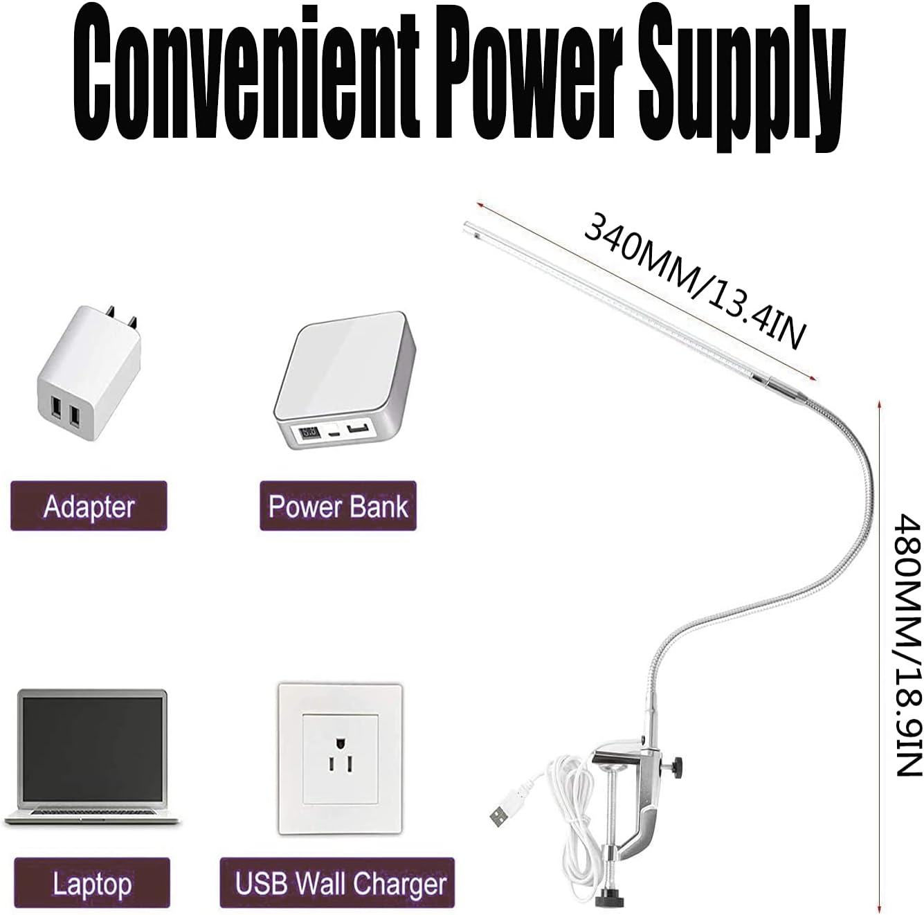USB LED Desk Lamp with Clamp W930569