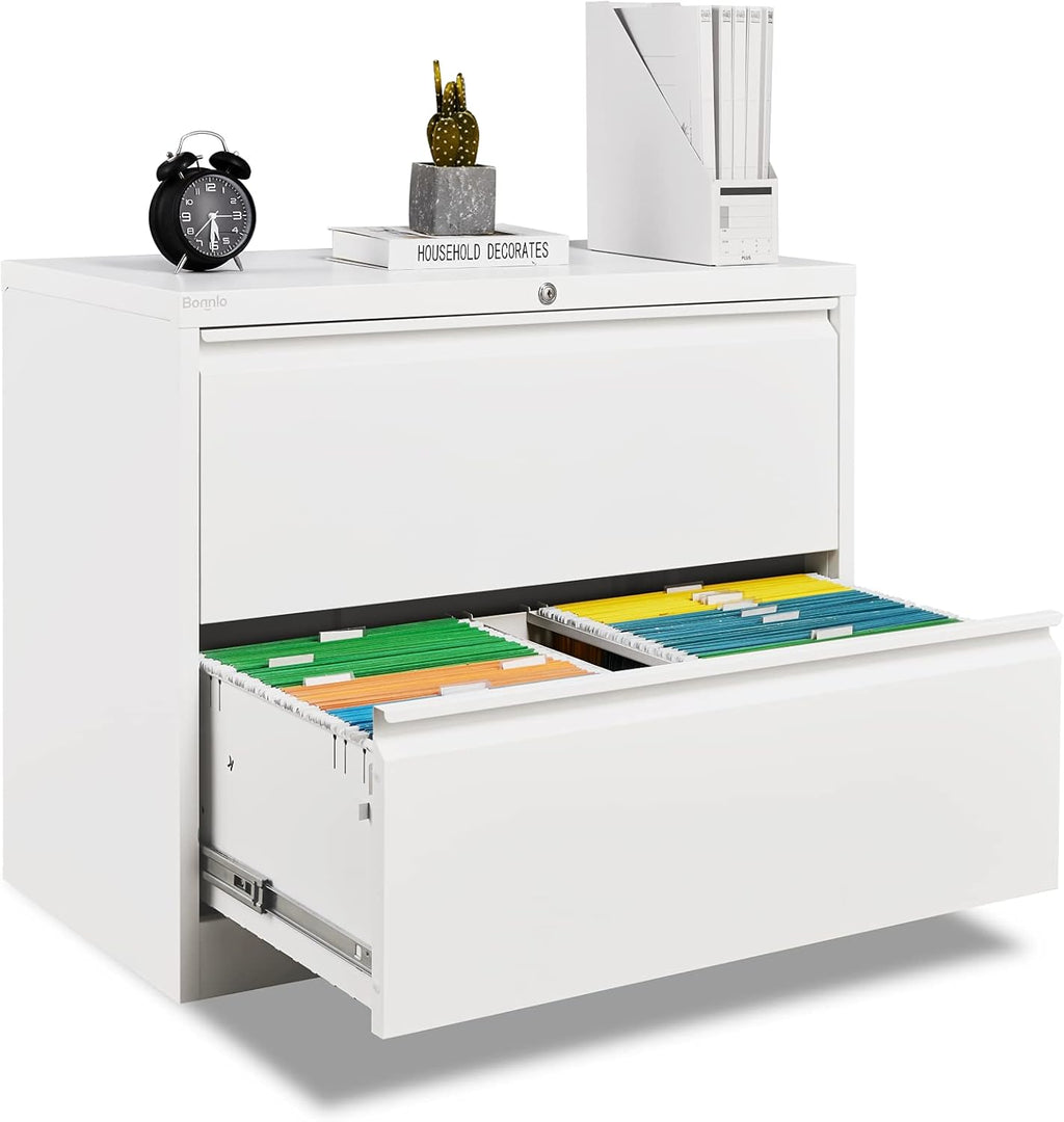 Black Metal Lateral File Cabinet with 2 Drawers K89159