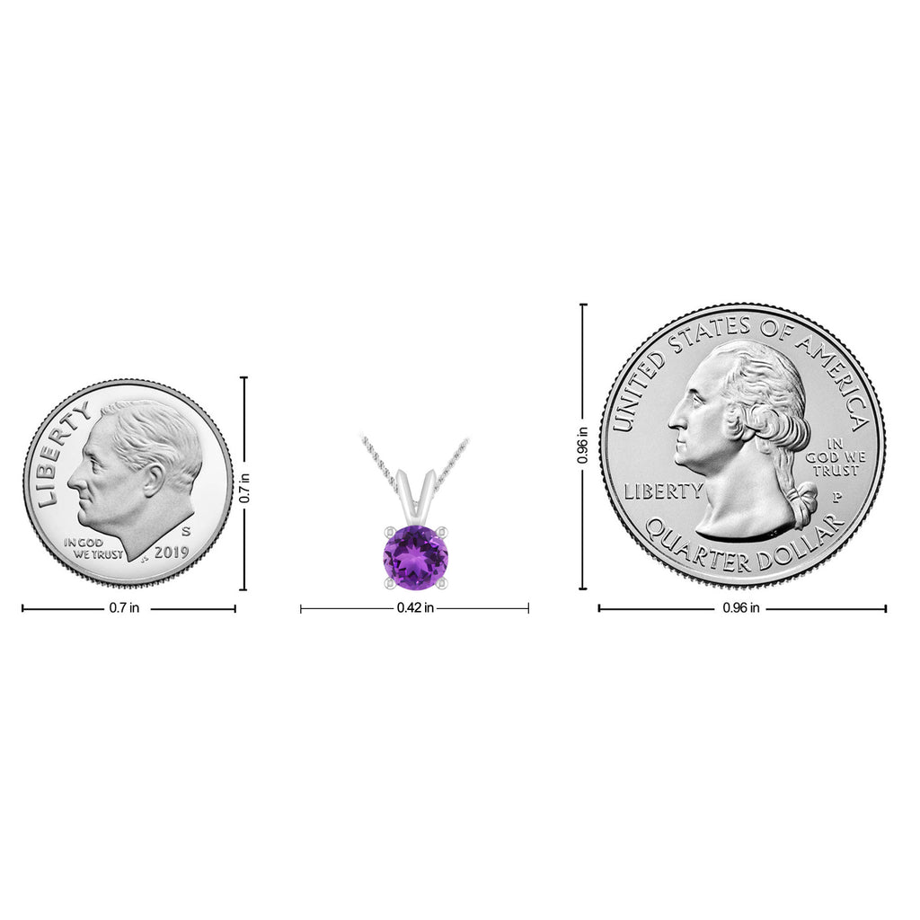 Amethyst 10K White Gold Solitaire Pendant Necklace C8060