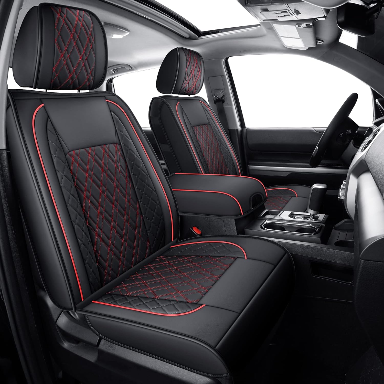 Black Faux Leather Seat Covers Full Set U391